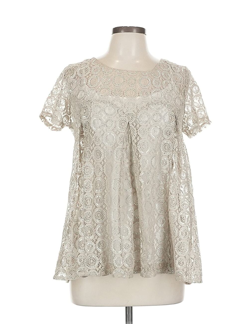 Akemi + Kin Anthropologie Cream Lace Crochet Top Boho Romantic Blouse M